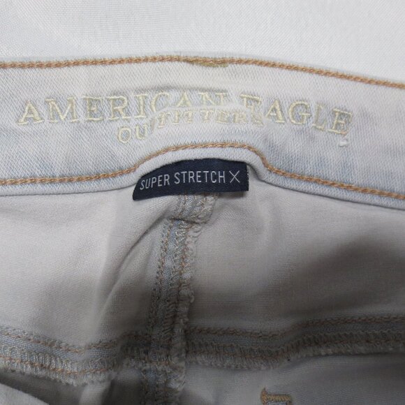 AMERICAN EAGLE womens JEANS light blue SUPER STRETCH X jegging DISTRESSED SIZE 6 - Picture 8 of 15